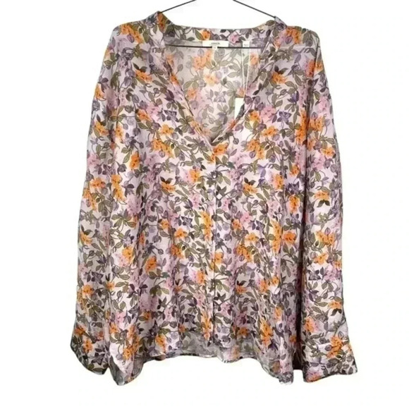 Vince Floral Wisteria Vine Button-Up Blouse - Picture 2 of 10